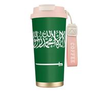 JEJEA Flag of Saudi Arabia Print Stainless Steel Insulated Mugs, Double Wall Coffee Cups, Coffee Travel Mug for Home Office