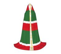 JEJEA Flag Of The Chechen Republic Print Halloween Cosplay Christmas Party Outfits Hooded Wizard Robe Halloween Cloak Medieval Renaissance