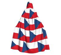 JEJEA Flag of the Czech Republic print Halloween Hooded Cloak Cape Unisex for Cosplay, Christmas Party Favors Witchy Outfits