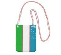 JEJEA Flag Of The Republic Of Uzbekistan Print Crossbody Phone Bag For Women Men, Adjustable Strap Phone Purse, For Travel Shopping