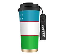 JEJEA Flag of The Republic of Uzbekistan Print Stainless Steel Insulated Mugs, Double Wall Coffee Cups, Coffee Travel Mug for Home Office