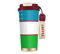 JEJEA Flag of The Republic of Uzbekistan Print Stainless Steel Insulated Mugs, Double Wall Coffee Cups, Coffee Travel Mug for Home Office