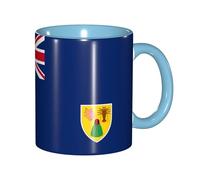 JEJEA Flag of The Turks and Caicos Islands Print 11 Oz Pottery Mug, Ceramic Coffee Cups Elegant Tea Mugs with Gift Box for Women with 6 Colors