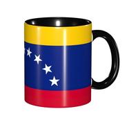 JEJEA Flag of Venezuela Print 11 Oz Pottery Mug, Ceramic Coffee Cups Elegant Tea Mugs with Gift Box for Women with 6 Colors