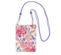JEJEA Flower Rose Butterfly Print Crossbody Phone Bag For Women Men, Adjustable Strap Phone Purse, For Travel Shopping