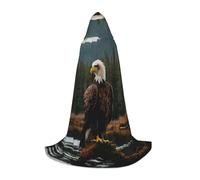 JEJEA Flying Eagle Print Halloween Cosplay Christmas Party Outfits Hooded Wizard Robe Halloween Cloak Medieval Renaissance