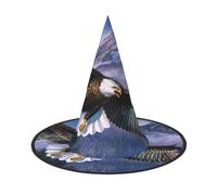 JEJEA Flying Eagle Print Women'S Large Witch Hat Witch Hat Witches Hats Halloween Cosplay Party Accessory