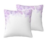 JEJEA Framing Lilac Flowers In Blossom Print Imitation Linen Pillowcase-2 Sets, Decorative Throw Pillow Covers For Living Room Bed Sofa