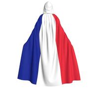 JEJEA French flag print Halloween Hooded Cloak Cape Unisex for Cosplay, Christmas Party Favors Witchy Outfits