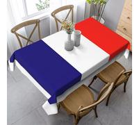 JEJEA French flag print Rectangle Tablecloth Wrinkle Free Soft Table Cloth for Dining Christmas Room Decoration