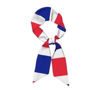 JEJEA French Flag Print Silky Neck Scarf, Fashion Silky Satin Headscarf For Women, Lightweight Silk Graceful Scarfs