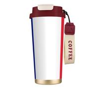JEJEA French Flag Print Stainless Steel Insulated Mugs, Double Wall Coffee Cups, Coffee Travel Mug for Home Office