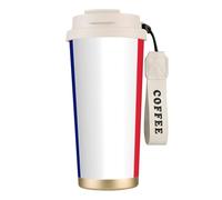 JEJEA French Flag Print Stainless Steel Insulated Mugs, Double Wall Coffee Cups, Coffee Travel Mug for Home Office