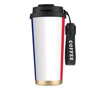 JEJEA French Flag Print Stainless Steel Insulated Mugs, Double Wall Coffee Cups, Coffee Travel Mug for Home Office