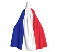 JEJEA French Flag Print Witch Wizard Hooded Cloak, Adult Halloween Party Cape, For Witch Vampire Cosplay Costume