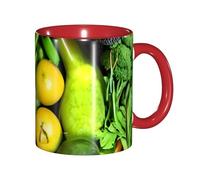 JEJEA Fresh Vegetables Fruits Print 11 Oz Pottery Mug, Ceramic Coffee Cups Elegant Tea Mugs with Gift Box for Women with 6 Colors