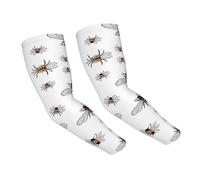 JEJEA Funny Bees Print Cooling Uv Sun Protection Arm Sleeves For Men Women, Sports Compression Sleeve For Outdoor