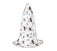 JEJEA Funny Bees Print Halloween Cosplay Christmas Party Outfits Hooded Wizard Robe Halloween Cloak Medieval Renaissance