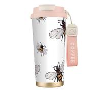 JEJEA Funny Bees Print Stainless Steel Insulated Mugs, Double Wall Coffee Cups, Coffee Travel Mug for Home Office