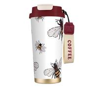 JEJEA Funny Bees Print Stainless Steel Insulated Mugs, Double Wall Coffee Cups, Coffee Travel Mug for Home Office