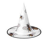 JEJEA Funny Bees Print Women'S Large Witch Hat Witch Hat Witches Hats Halloween Cosplay Party Accessory