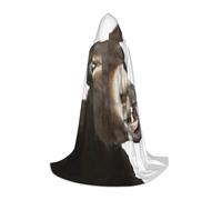 JEJEA Funny Donkey Print Halloween Cosplay Christmas Party Outfits Hooded Wizard Robe Halloween Cloak Medieval Renaissance