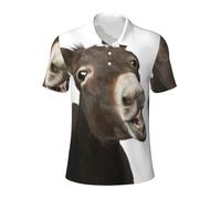 JEJEA Funny Donkey Print Mens Golf Shirt, Moisture Wicking Short Sleeve Polo Shirts for Men, Daily Casual T-Shirt Black