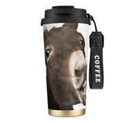 JEJEA Funny Donkey Print Stainless Steel Insulated Mugs, Double Wall Coffee Cups, Coffee Travel Mug for Home Office