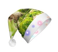 JEJEA Funny Rabbits Print Santa Hat Adult Led, Christmas Hat With Lights For Women And Men New Year Party Supplies