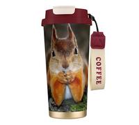 JEJEA Funny Squirrel Print Stainless Steel Insulated Mugs, Double Wall Coffee Cups, Coffee Travel Mug for Home Office