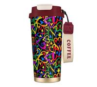 JEJEA Gay Pride Rainbow Print Stainless Steel Insulated Mugs, Double Wall Coffee Cups, Coffee Travel Mug for Home Office