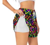 JEJEA Gay Pride Rainbow Print Summer High-Waisted Athletic Shorts Women's Running Workout Shorts, Ideal for Gym Yoga Casual