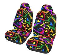 JEJEA Gay Pride Rainbow Print Universal Car Seat Protector, 2 Pcs Universal Non-Slip Car Accessories Seat Cover For Truck Suv Sea
