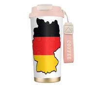 JEJEA German Flag Map Print Stainless Steel Insulated Mugs, Double Wall Coffee Cups, Coffee Travel Mug for Home Office