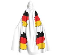 JEJEA German Flag Map Print Witch Wizard Hooded Cloak, Adult Halloween Party Cape, For Witch Vampire Cosplay Costume