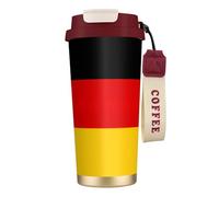 JEJEA German Flag Print Stainless Steel Insulated Mugs, Double Wall Coffee Cups, Coffee Travel Mug for Home Office
