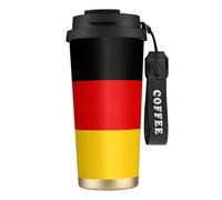 JEJEA German Flag Print Stainless Steel Insulated Mugs, Double Wall Coffee Cups, Coffee Travel Mug for Home Office
