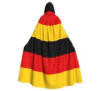 JEJEA German Flag Print Witch Wizard Hooded Cloak, Adult Halloween Party Cape, For Witch Vampire Cosplay Costume