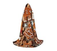 JEJEA Gingerbread Cookies Print Halloween Cosplay Christmas Party Outfits Hooded Wizard Robe Halloween Cloak Medieval Renaissance