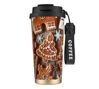 JEJEA Gingerbread Cookies Print Stainless Steel Insulated Mugs, Double Wall Coffee Cups, Coffee Travel Mug for Home Office