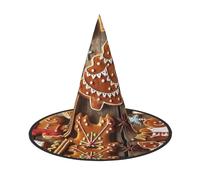 JEJEA Gingerbread Cookies Print Women'S Large Witch Hat Witch Hat Witches Hats Halloween Cosplay Party Accessory