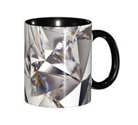JEJEA Glitter Abstract Diamond Crystal Pattern Print 11 Oz Pottery Mug, Ceramic Coffee Cups Elegant Tea Mugs with Gift Box for Women with 6 Colors