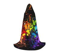 JEJEA Graffiti Butterfly Print Halloween Cosplay Christmas Party Outfits Hooded Wizard Robe Halloween Cloak Medieval Renaissance