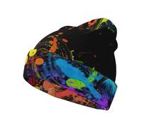 JEJEA Graffiti Butterfly Print Warm Winter Caps Unisex Fashion Knit Cuffed Cap Warm Beanie for Adults Cold Weather Skull Cap Black