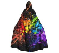 JEJEA Graffiti Butterfly Print Witch Wizard Hooded Cloak, Adult Halloween Party Cape, For Witch Vampire Cosplay Costume