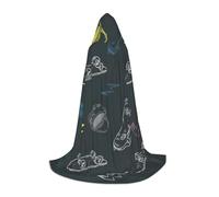JEJEA Graffiti Skateboard Print Halloween Cosplay Christmas Party Outfits Hooded Wizard Robe Halloween Cloak Medieval Renaissance