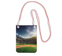 JEJEA Green Baseball Field Backdrop Print Crossbody Phone Bag For Women Men, Adjustable Strap Phone Purse, For Travel Shopping