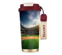 JEJEA Green Baseball Field Backdrop Print Stainless Steel Insulated Mugs, Double Wall Coffee Cups, Coffee Travel Mug for Home Office