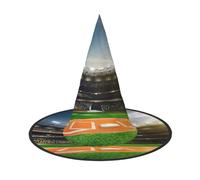 JEJEA Green Baseball Field Backdrop Print Women'S Large Witch Hat Witch Hat Witches Hats Halloween Cosplay Party Accessory