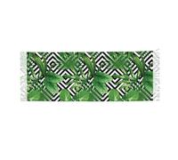 JEJEA Green Leaves Of Palm Tree Tropical Plant Print Print Faux Cashmere Scarf With Tassels, Soft Warm Winter Scarf, Stylish Wrap For Women Men